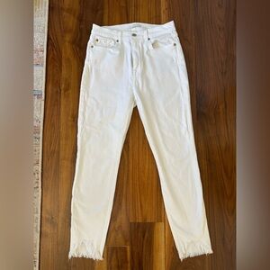 7 For All Mankind High Waist White Ankle Gwenevere Skinny Jeans